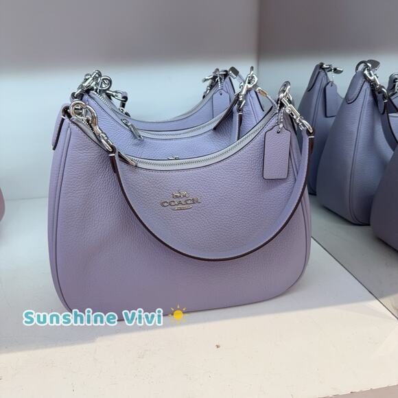 NWT Coach Teri Hobo Bag Leather CV935 Silver/Mist Refined pebble leather - Picture 1 of 11